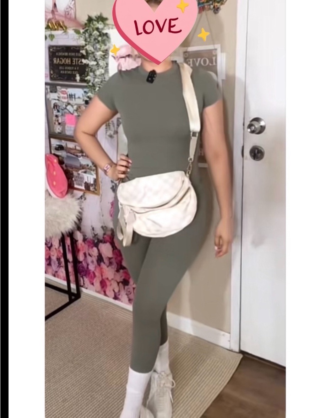 Olive Green Women’s Short Sleeve Jumpsuit